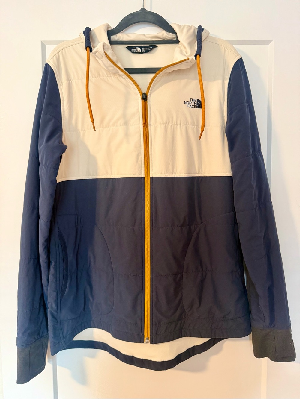 The North Face Two-Tone Hooded Puffer Jacket - Navy & Cream
